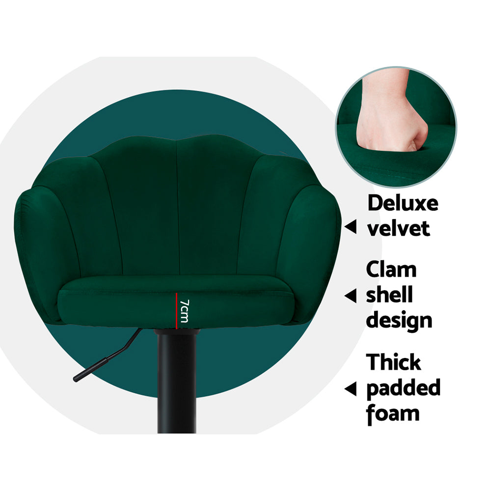 Rose Velvet Counter Stool - Green (Set of 2)