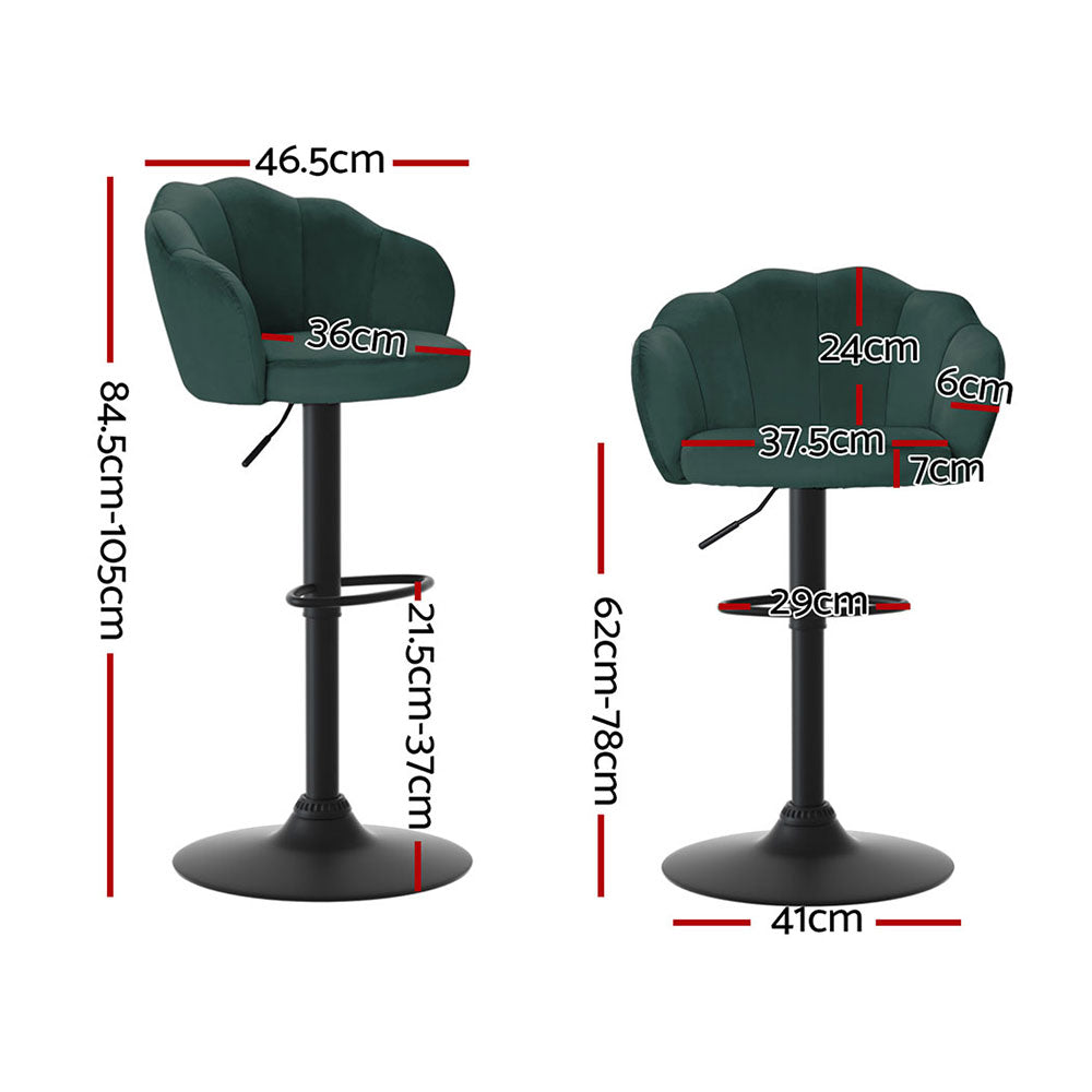 Rose Velvet Counter Stool - Green (Set of 4)