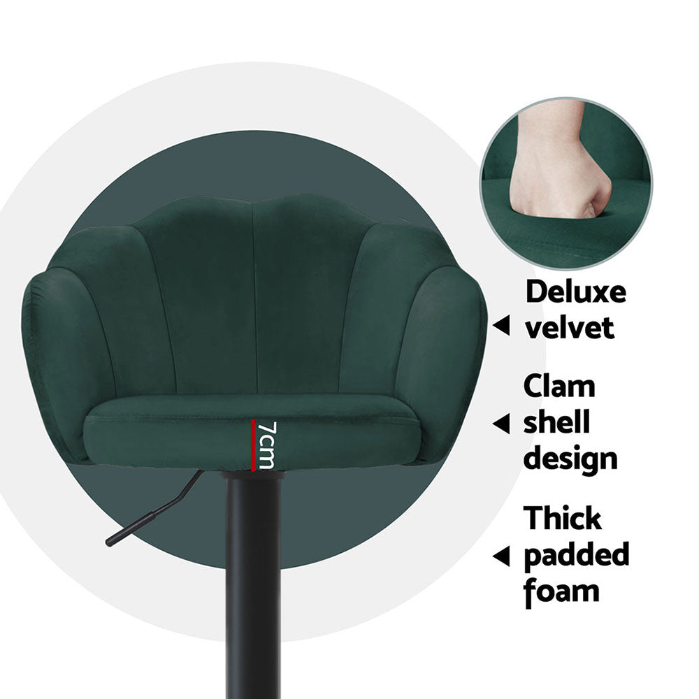 Rose Velvet Counter Stool - Green (Set of 4)
