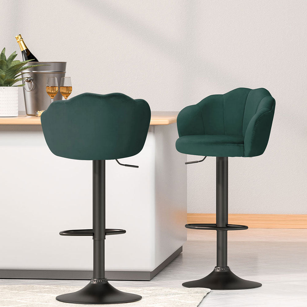 Rose Velvet Counter Stool - Green (Set of 4)