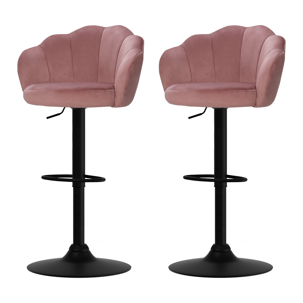 Rose Velvet Counter Stool - Pink (Set of 2)