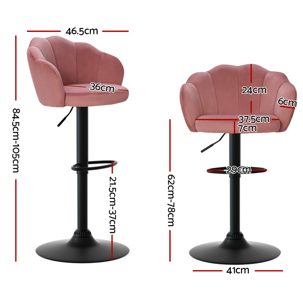 Rose Velvet Counter Stool - Pink (Set of 2)