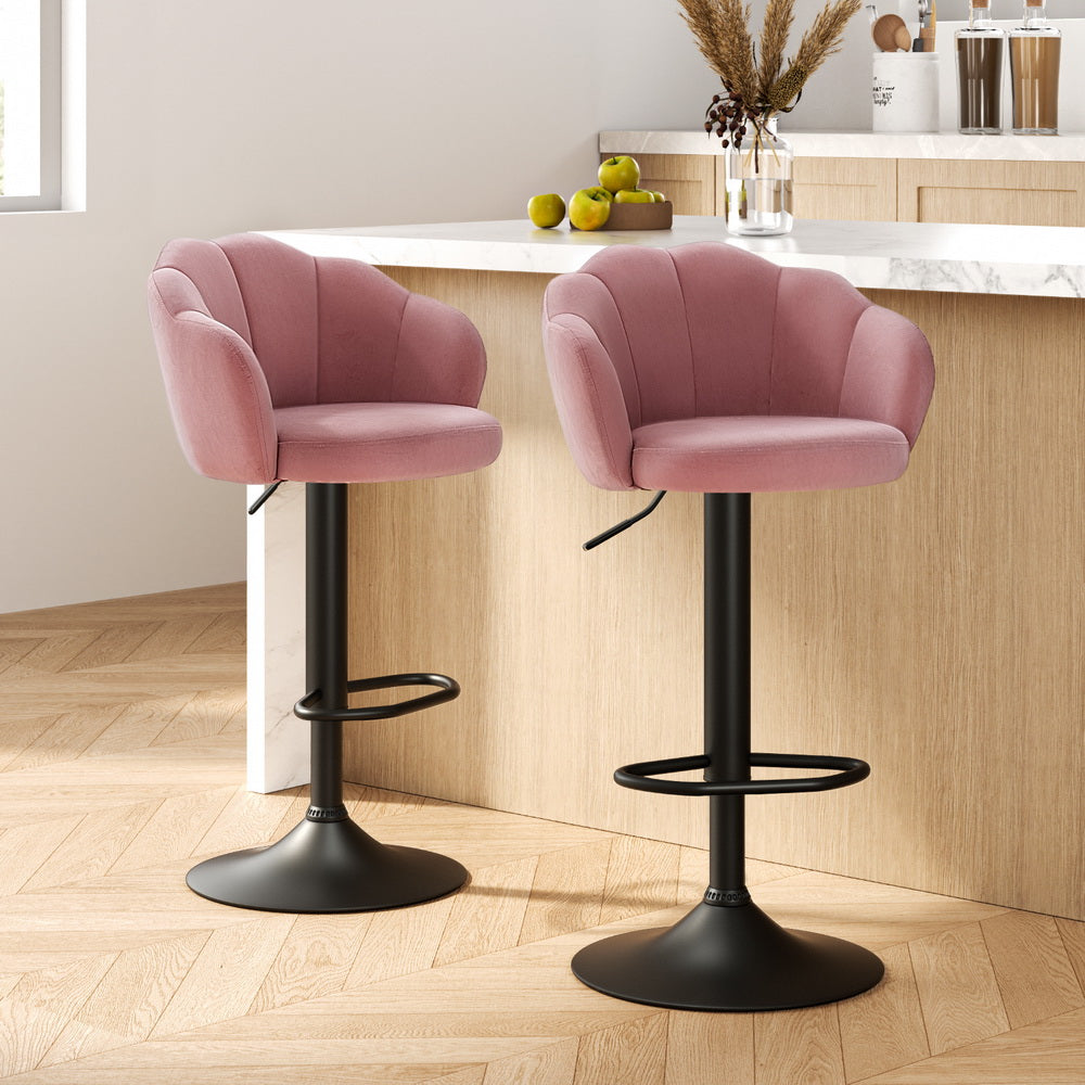 Rose Velvet Counter Stool - Pink (Set of 2)