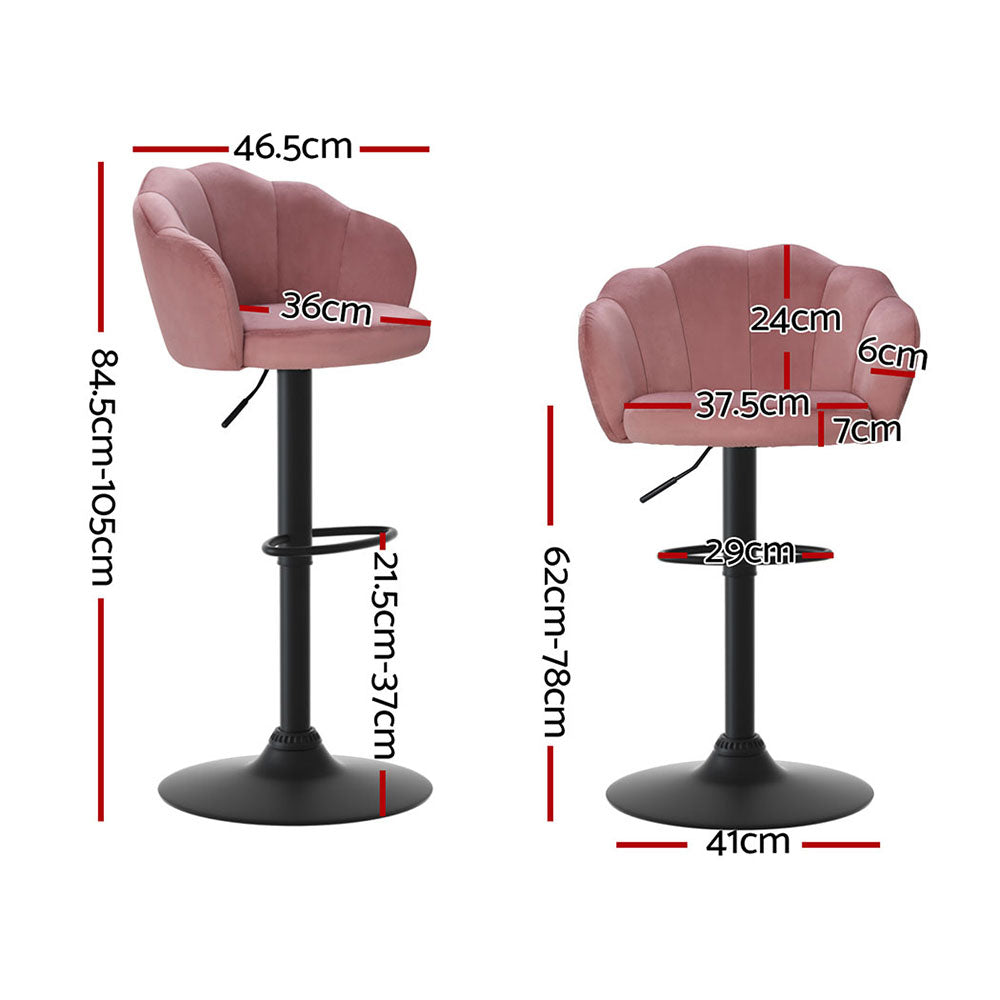 Rose Velvet Counter Stool - Pink (Set of 4)