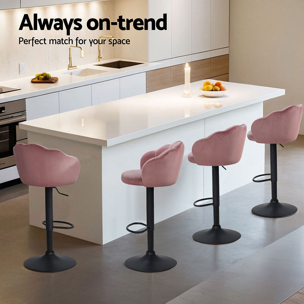 Rose Velvet Counter Stool - Pink (Set of 4)