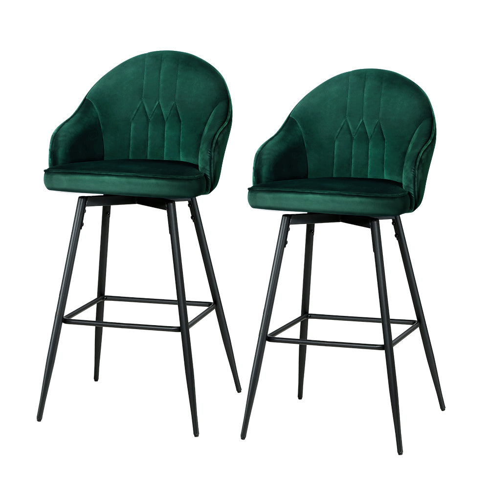Noah Velvet Counter Stool - Green (Set of 2)
