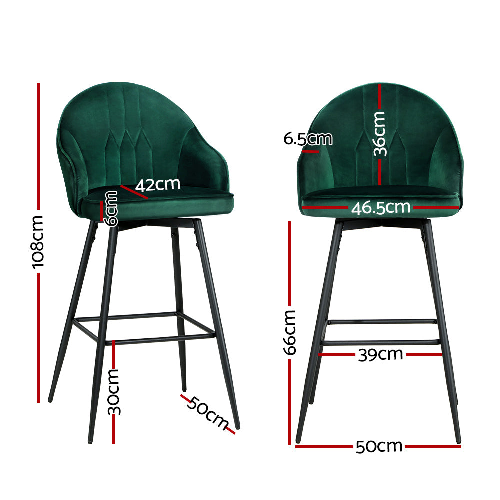 Noah Velvet Counter Stool - Green (Set of 2)