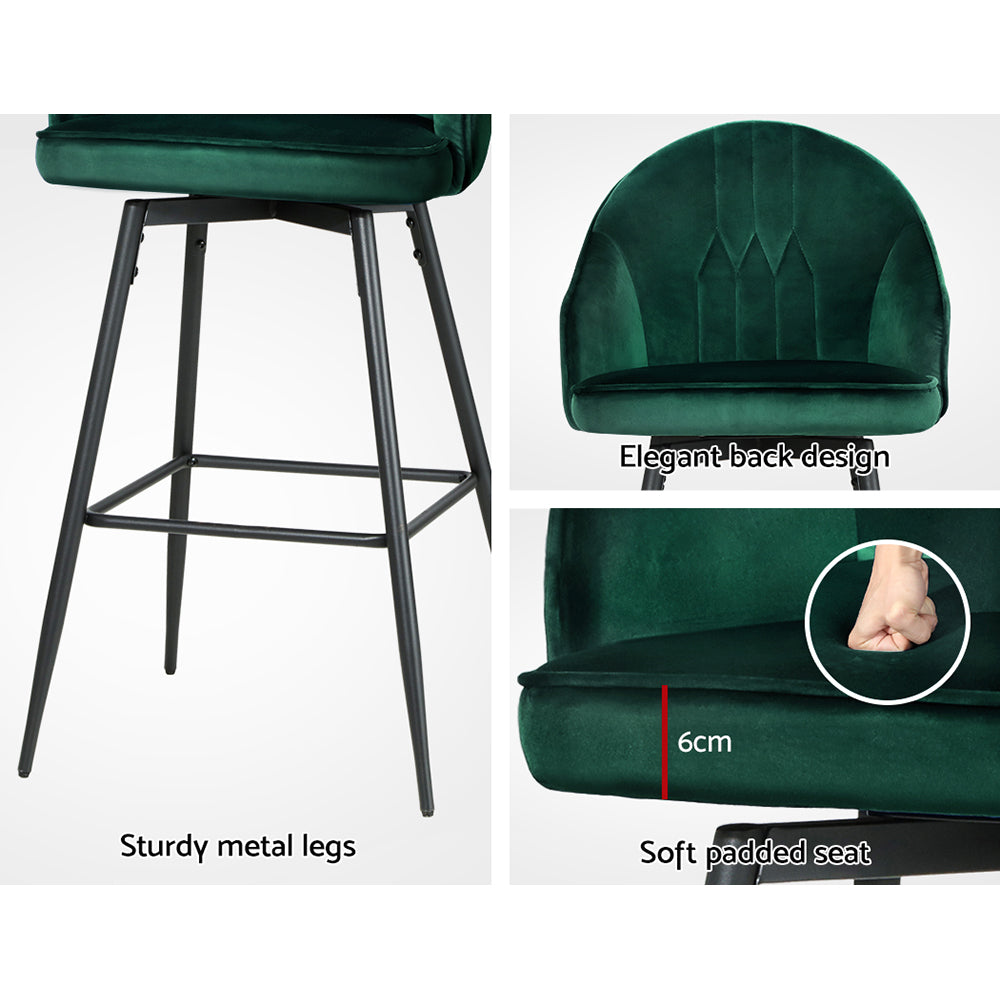 Noah Velvet Counter Stool - Green (Set of 2)