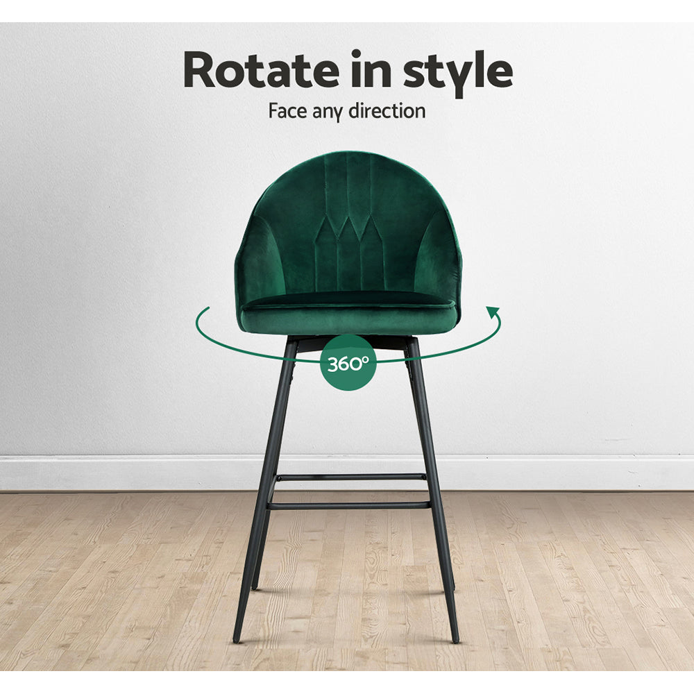 Noah Velvet Counter Stool - Green (Set of 2)