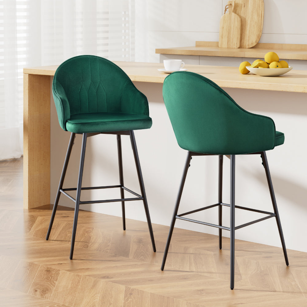 Noah Velvet Counter Stool - Green (Set of 2)