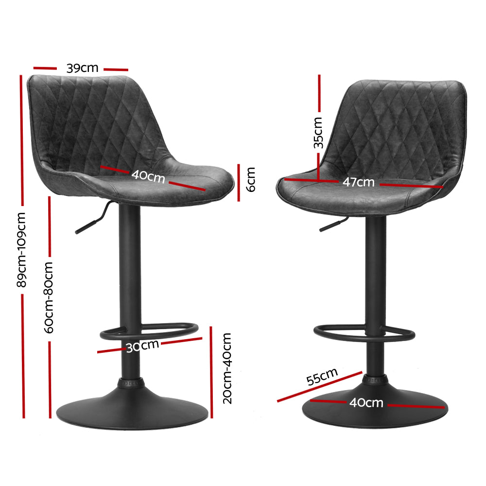 Isla PU Leather Counter Stool - Black (Set of 2)