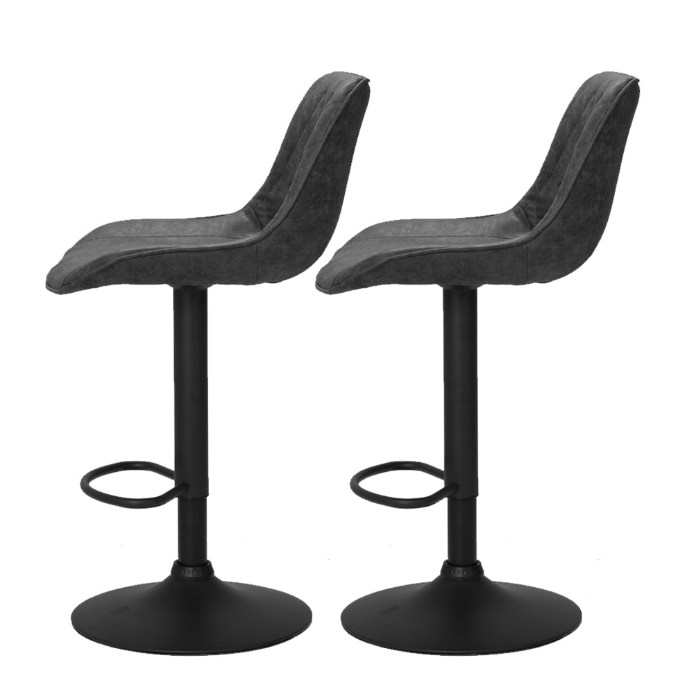 Isla PU Leather Counter Stool - Black (Set of 2)