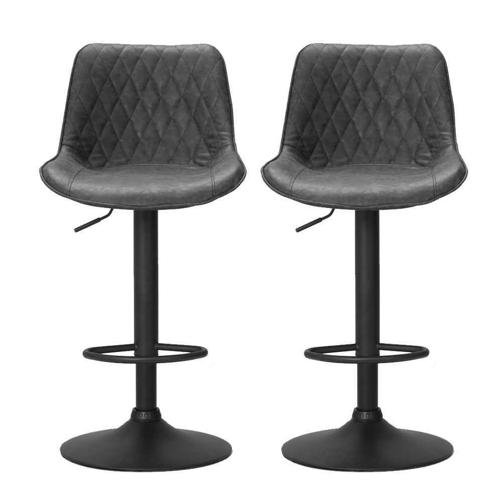Isla PU Leather Counter Stool - Black (Set of 2)