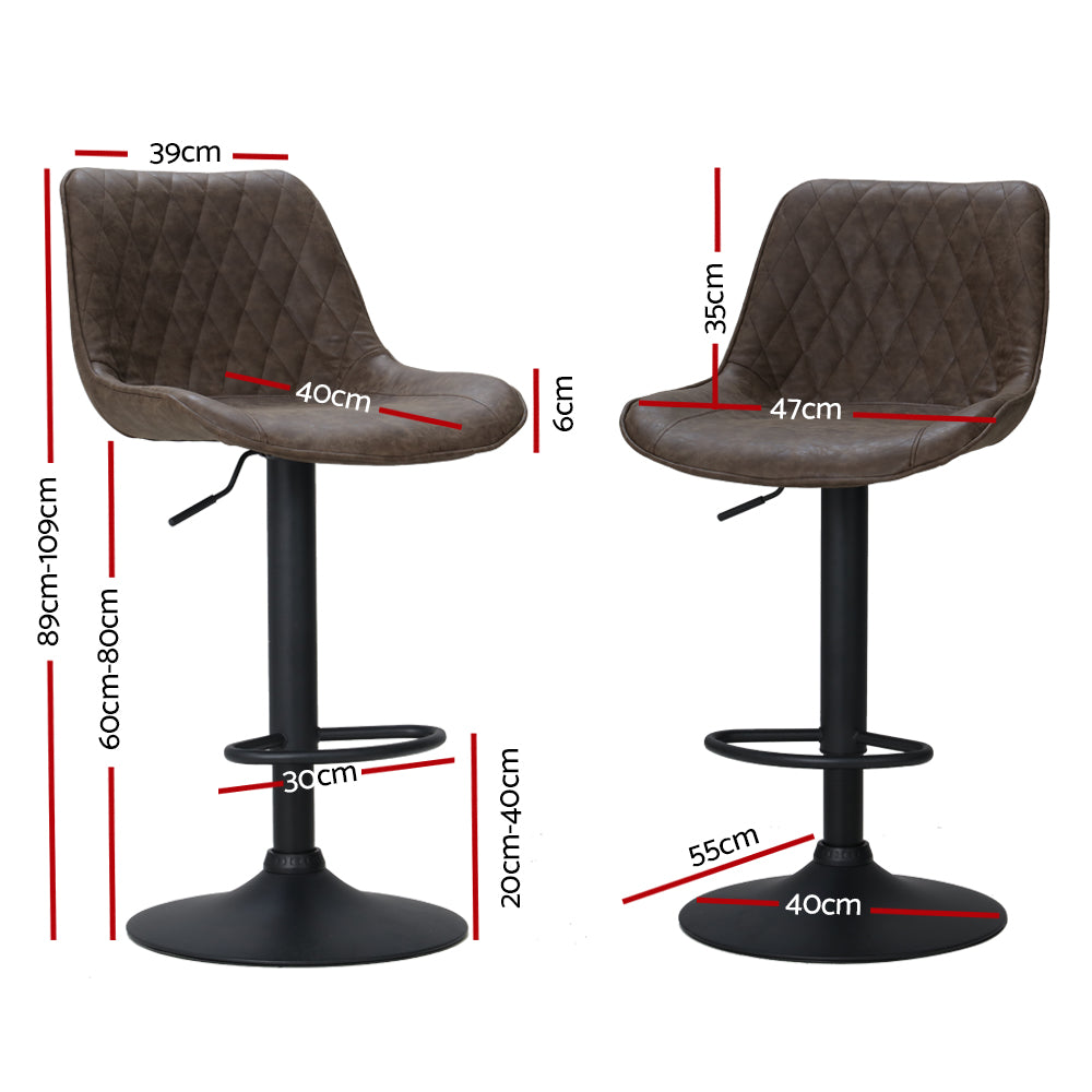 Isla PU Leather Counter Stool - Brown (Set of 2)
