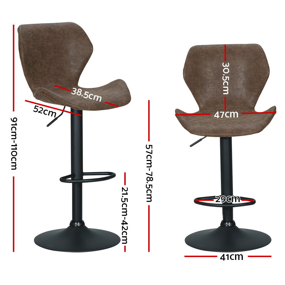 Julian PU Leather Counter Stool - Brown (Set of 2)