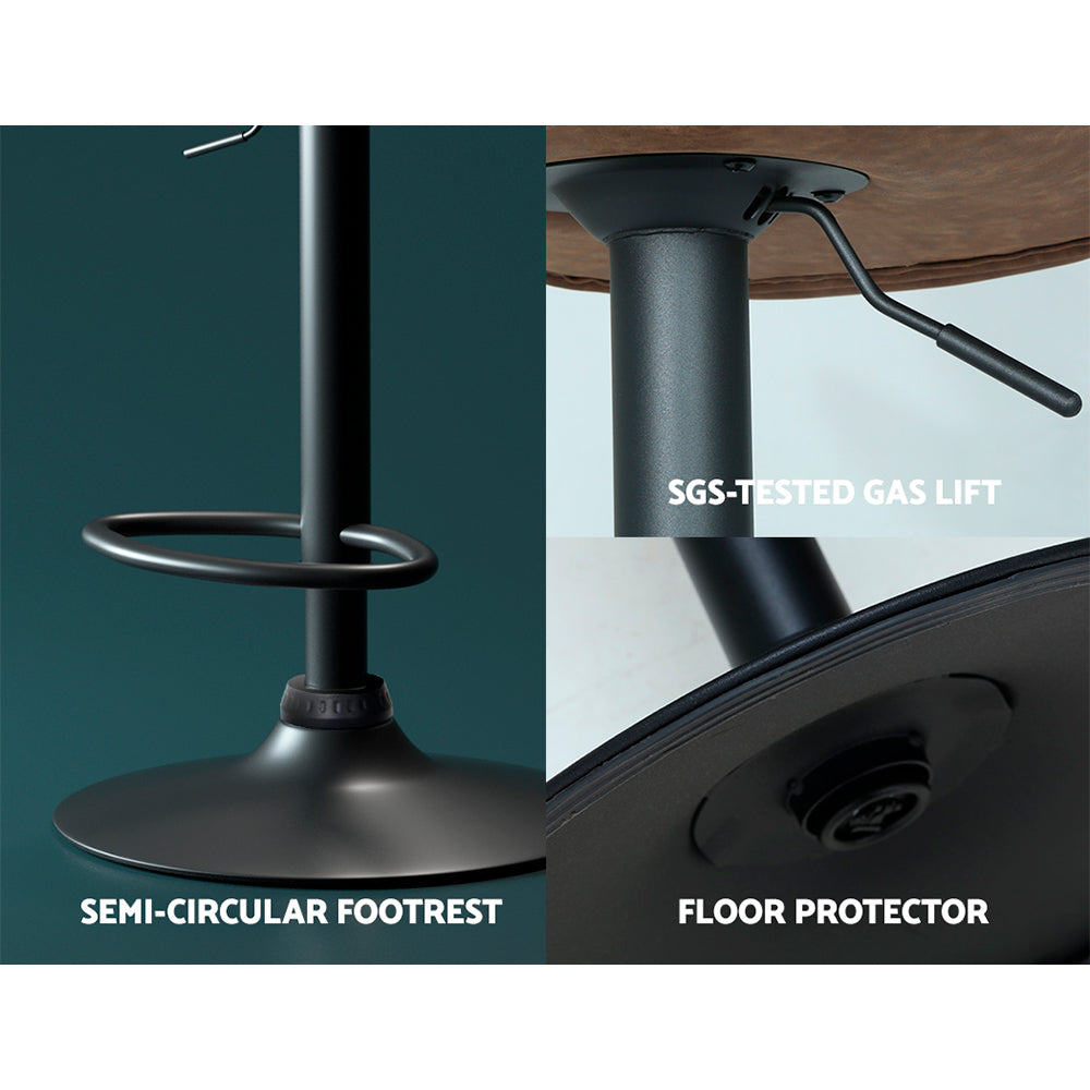 Julian PU Leather Counter Stool - Brown (Set of 2)