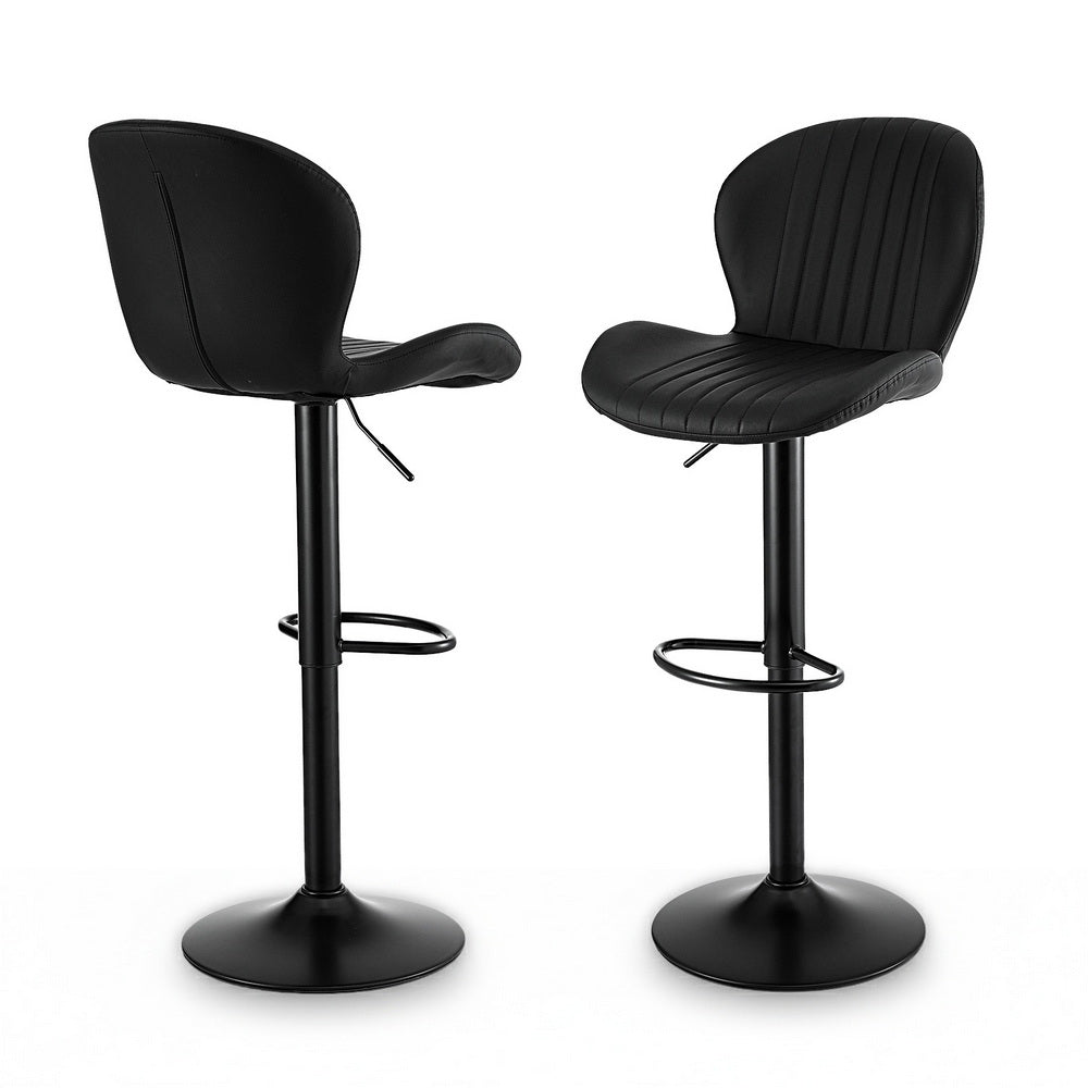 Evelyn PU Leather Counter Stool - Black (Set of 2)