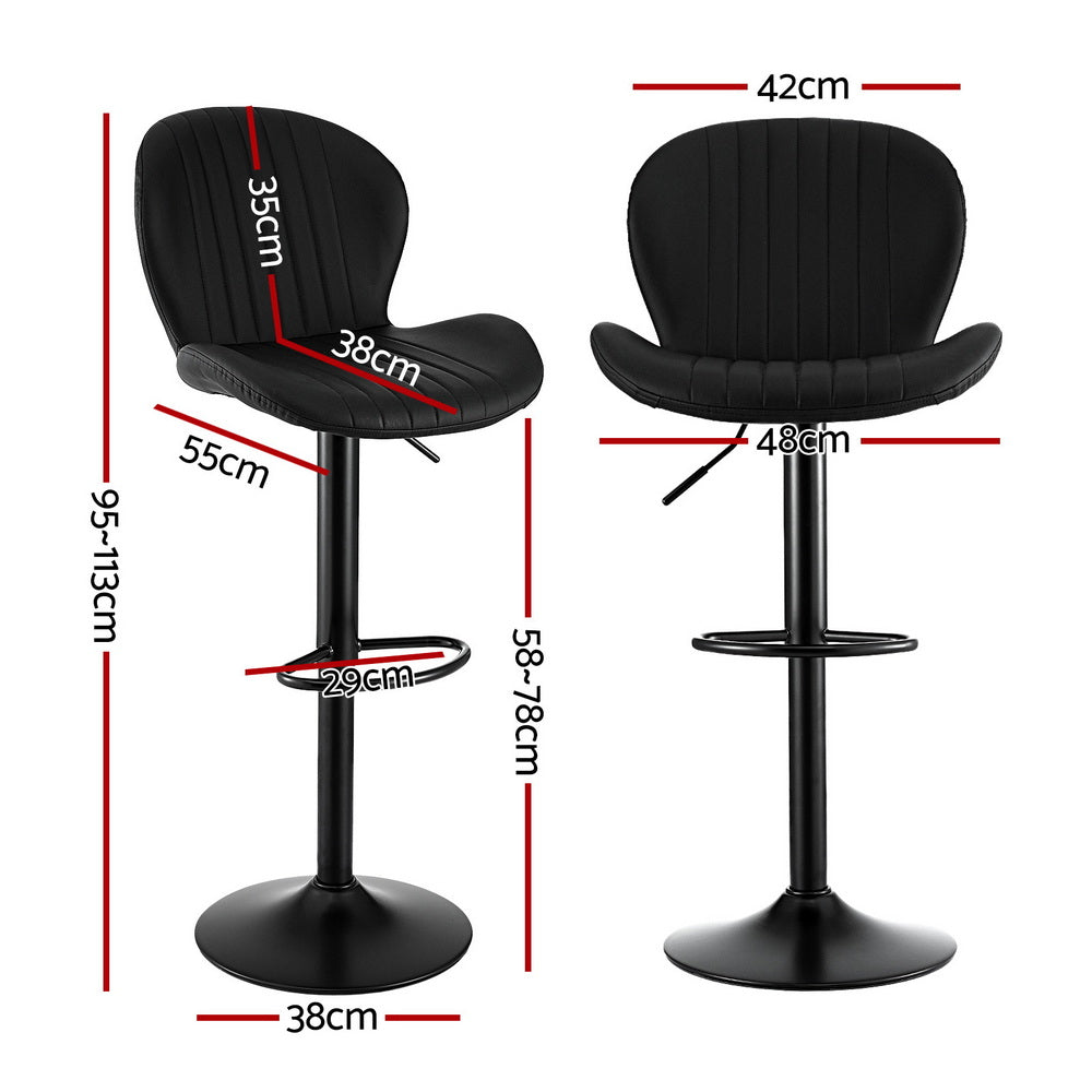 Evelyn PU Leather Counter Stool - Black (Set of 2)