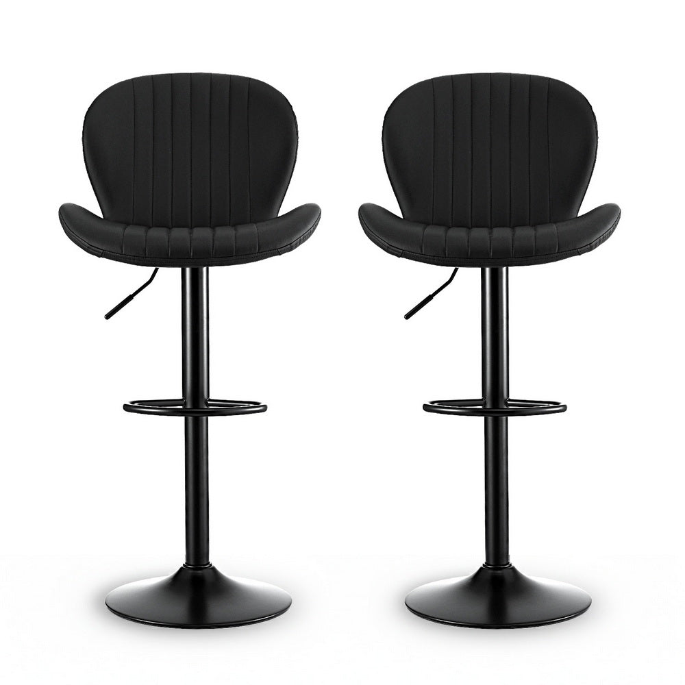 Evelyn PU Leather Counter Stool - Black (Set of 2)