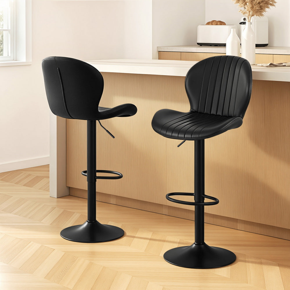 Evelyn PU Leather Counter Stool - Black (Set of 2)