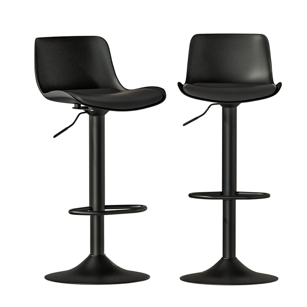 Isaac PU Leather Counter Stool - Black (Set of 2)