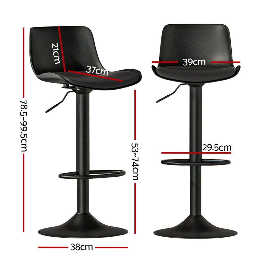 Isaac PU Leather Counter Stool - Black (Set of 2)