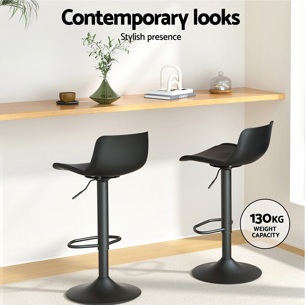 Isaac PU Leather Counter Stool - Black (Set of 2)