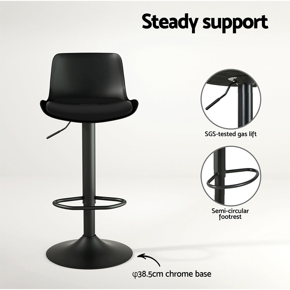 Isaac PU Leather Counter Stool - Black (Set of 2)