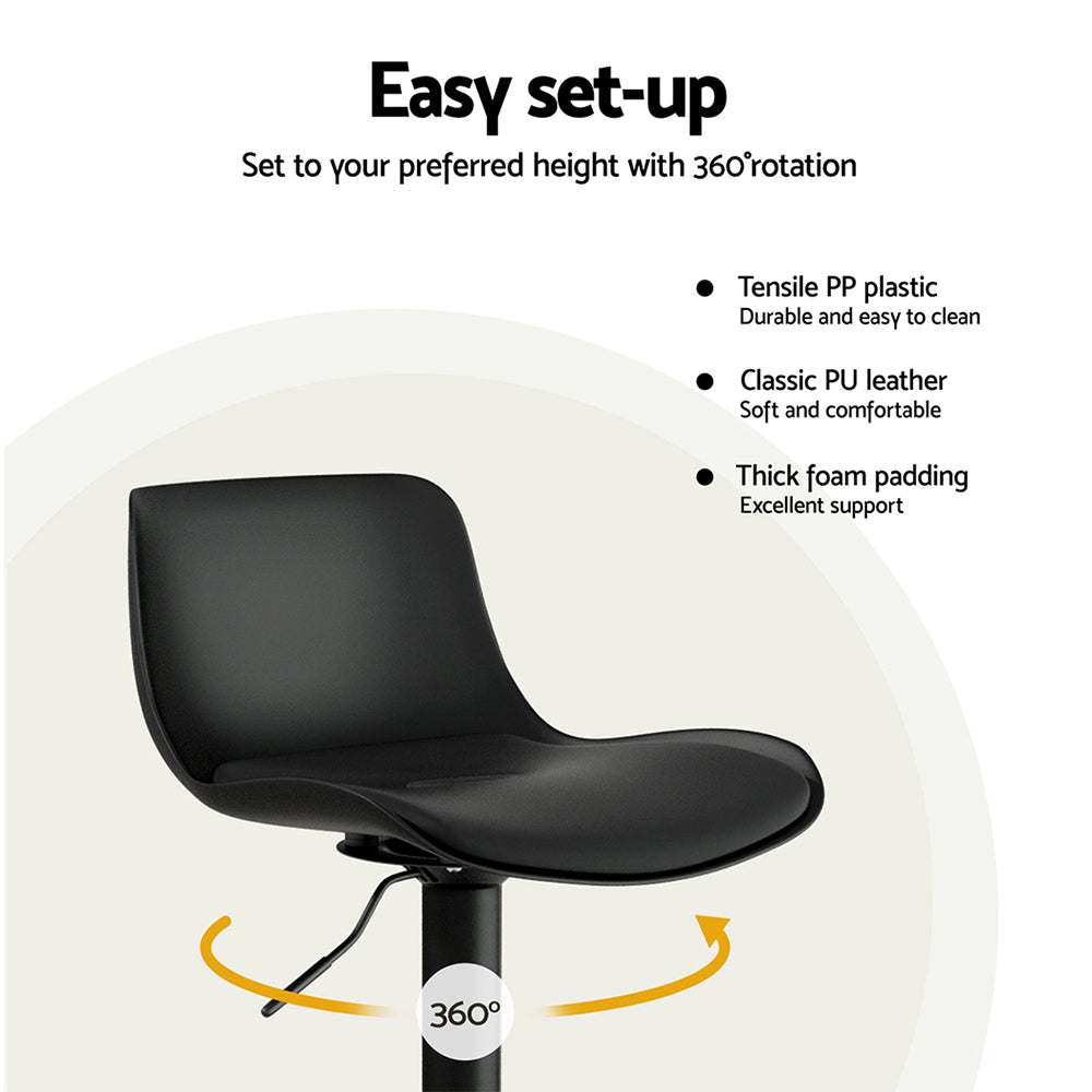 Isaac PU Leather Counter Stool - Black (Set of 2)