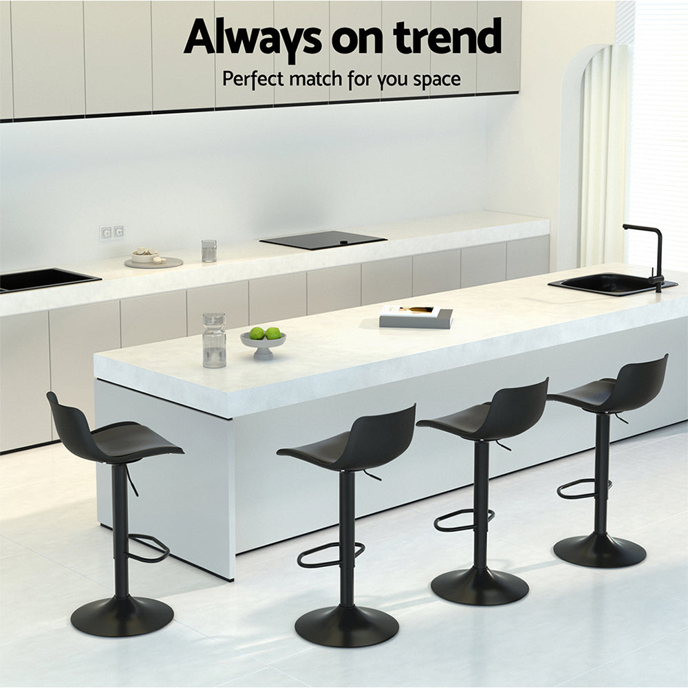 Isaac PU Leather Counter Stool - Black (Set of 2)
