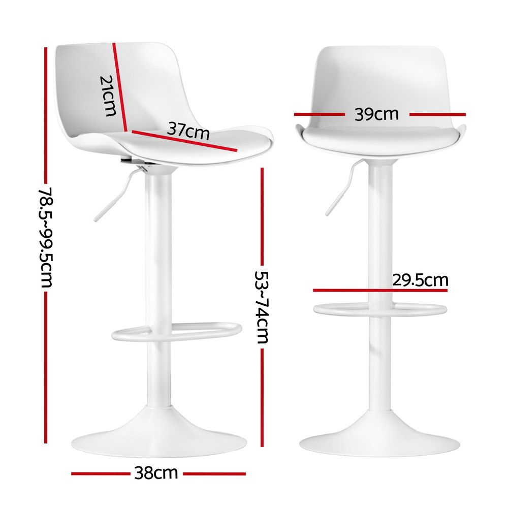 Isaac PU Leather Counter Stool - White (Set of 2)