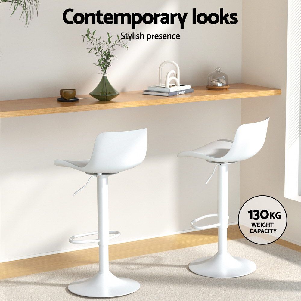 Isaac PU Leather Counter Stool - White (Set of 2)
