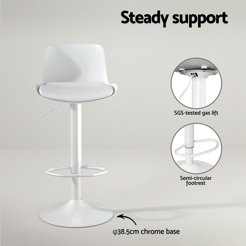 Isaac PU Leather Counter Stool - White (Set of 2)