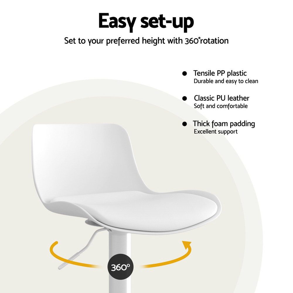Isaac PU Leather Counter Stool - White (Set of 2)