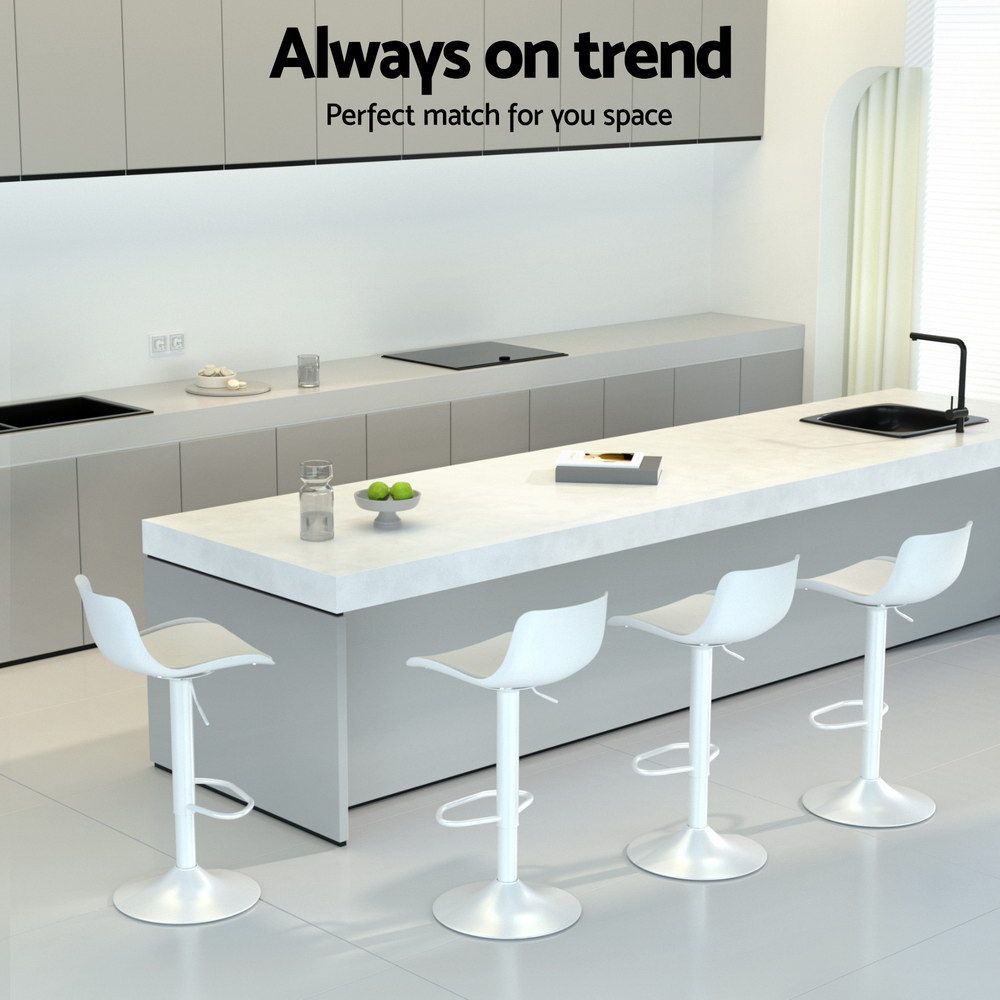 Isaac PU Leather Counter Stool - White (Set of 2)