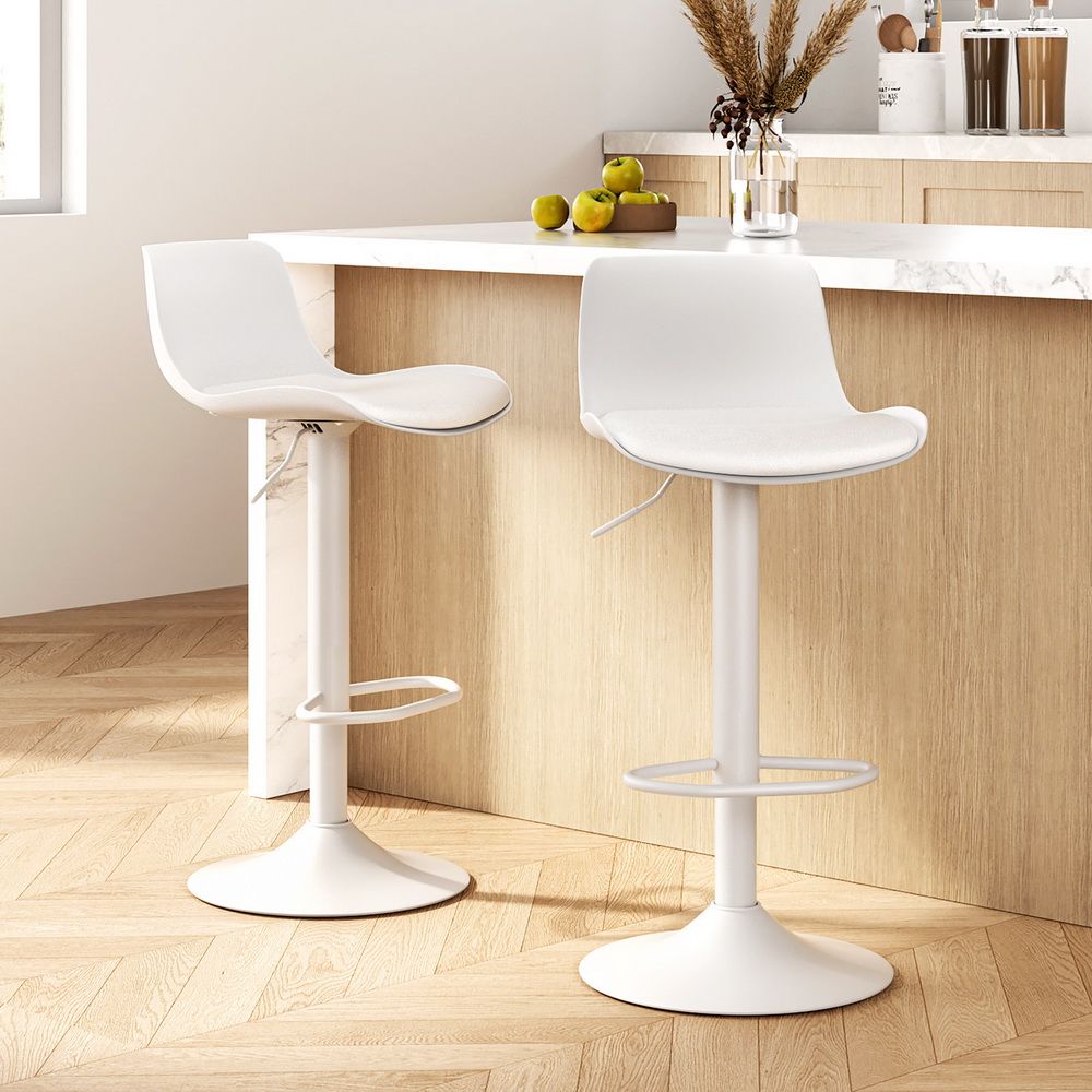 Isaac PU Leather Counter Stool - White (Set of 2)