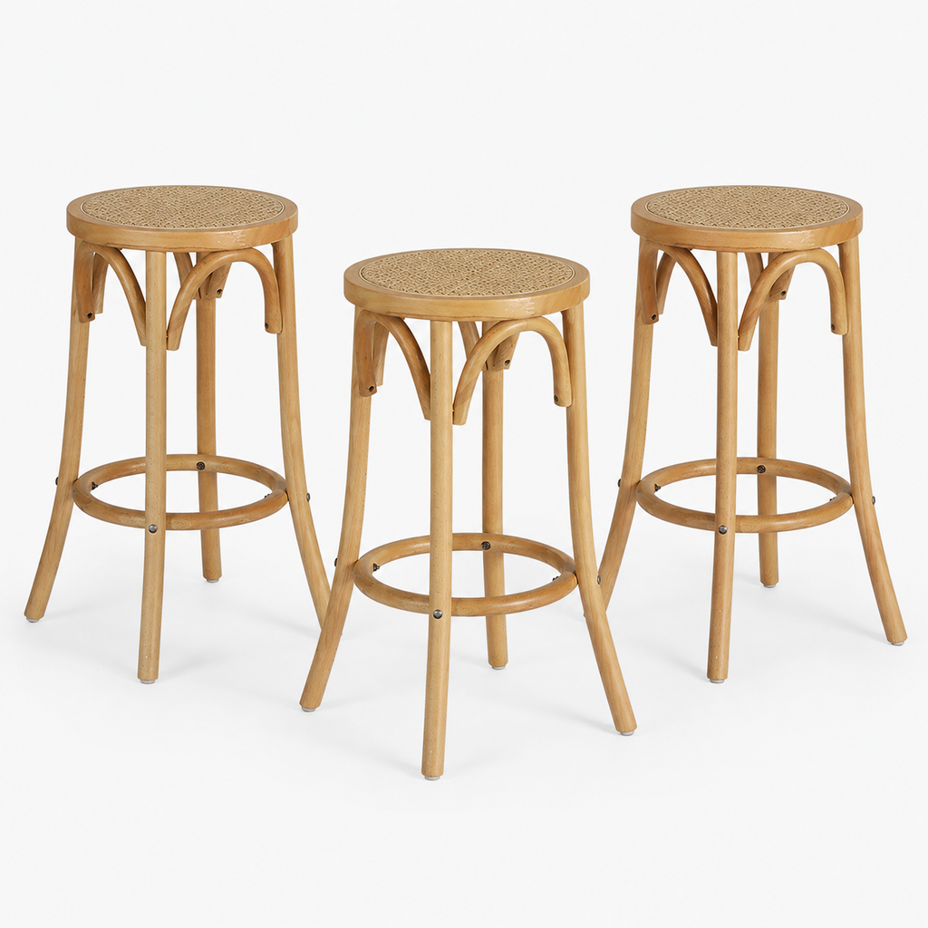 Phoebe Rattan Counter Stool - Natural (Set of 3)
