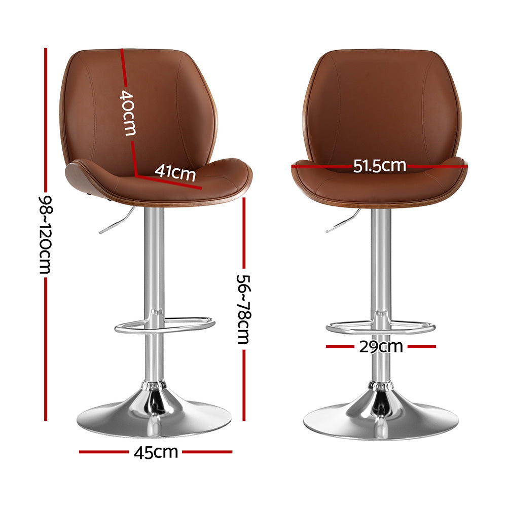 Tobias PU Leather Counter Stool - Brown
