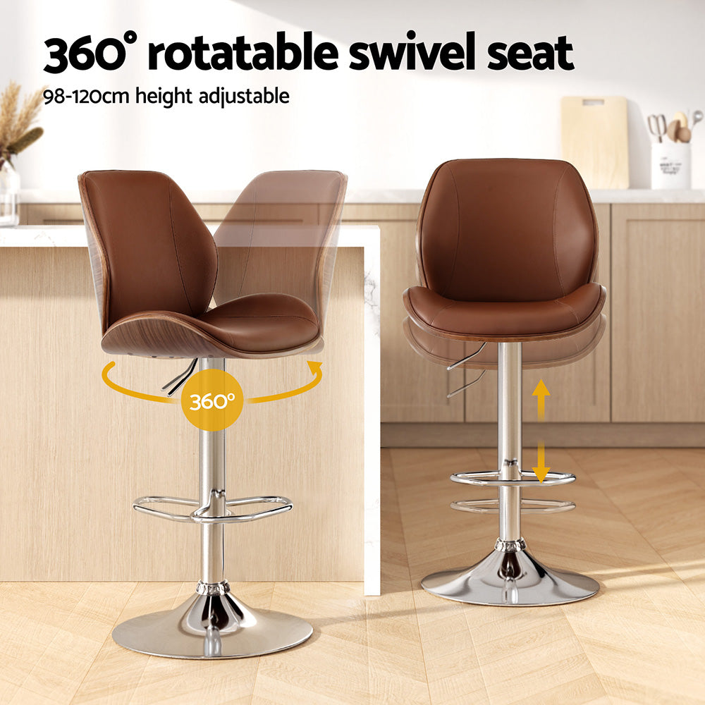 Tobias PU Leather Counter Stool - Brown