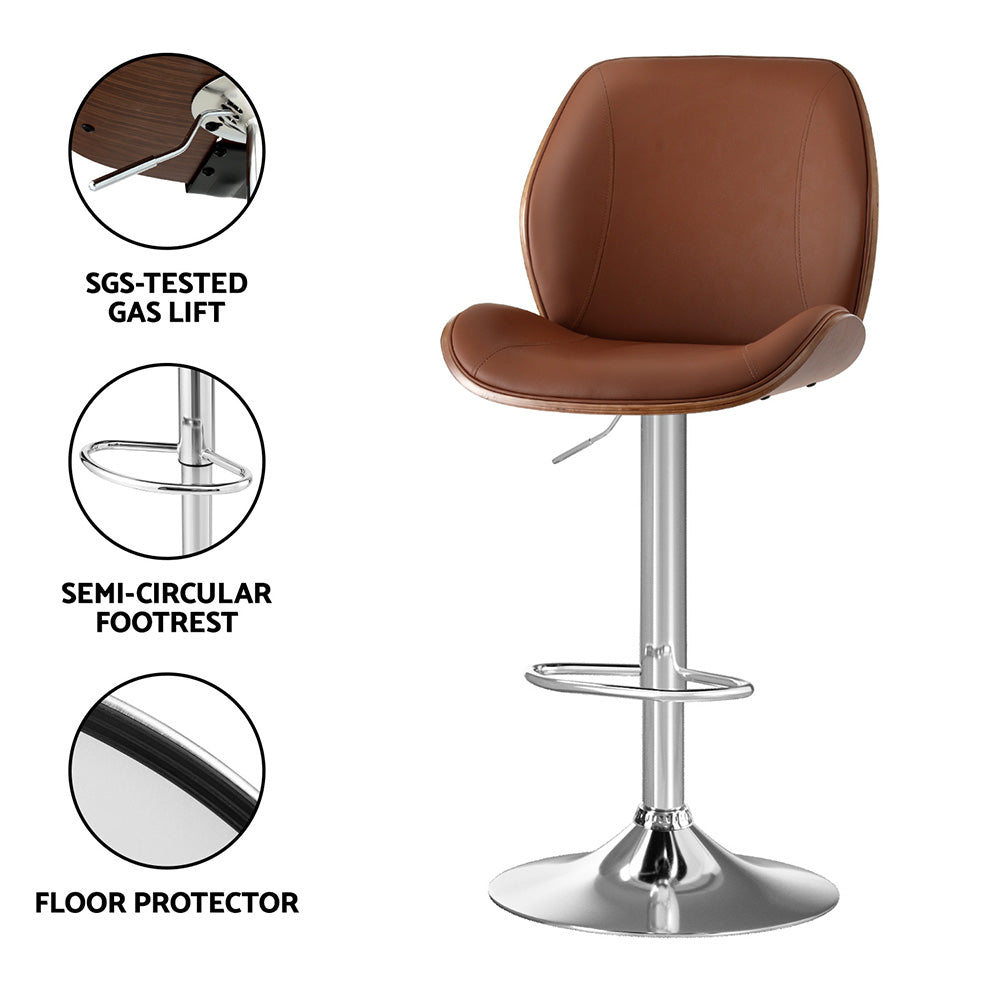 Tobias PU Leather Counter Stool - Brown