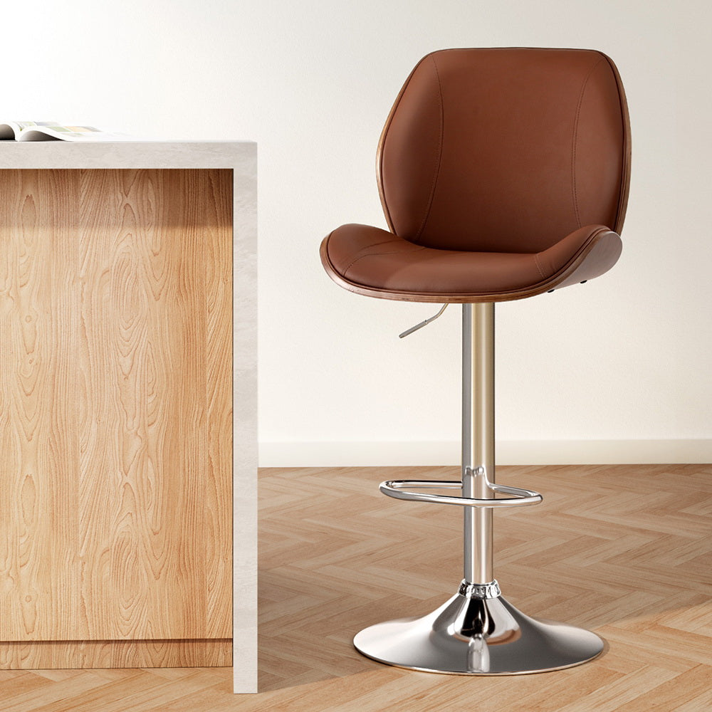 Tobias PU Leather Counter Stool - Brown