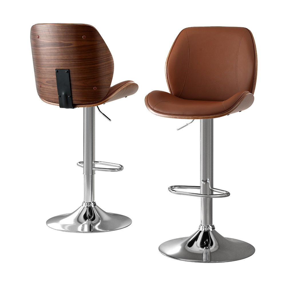 Tobias PU Leather Counter Stool - Brown (Set of 2)