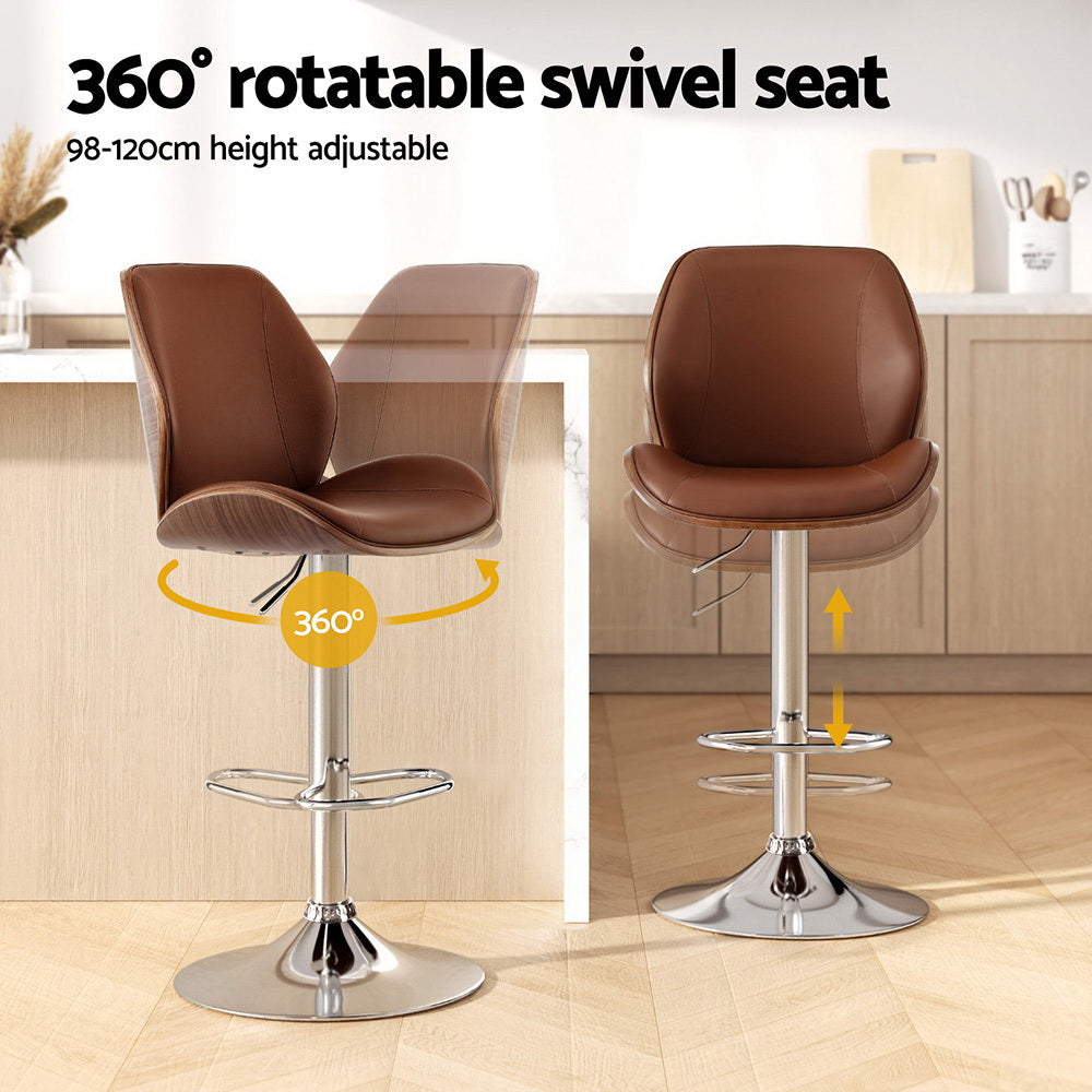 Tobias PU Leather Counter Stool - Brown (Set of 2)