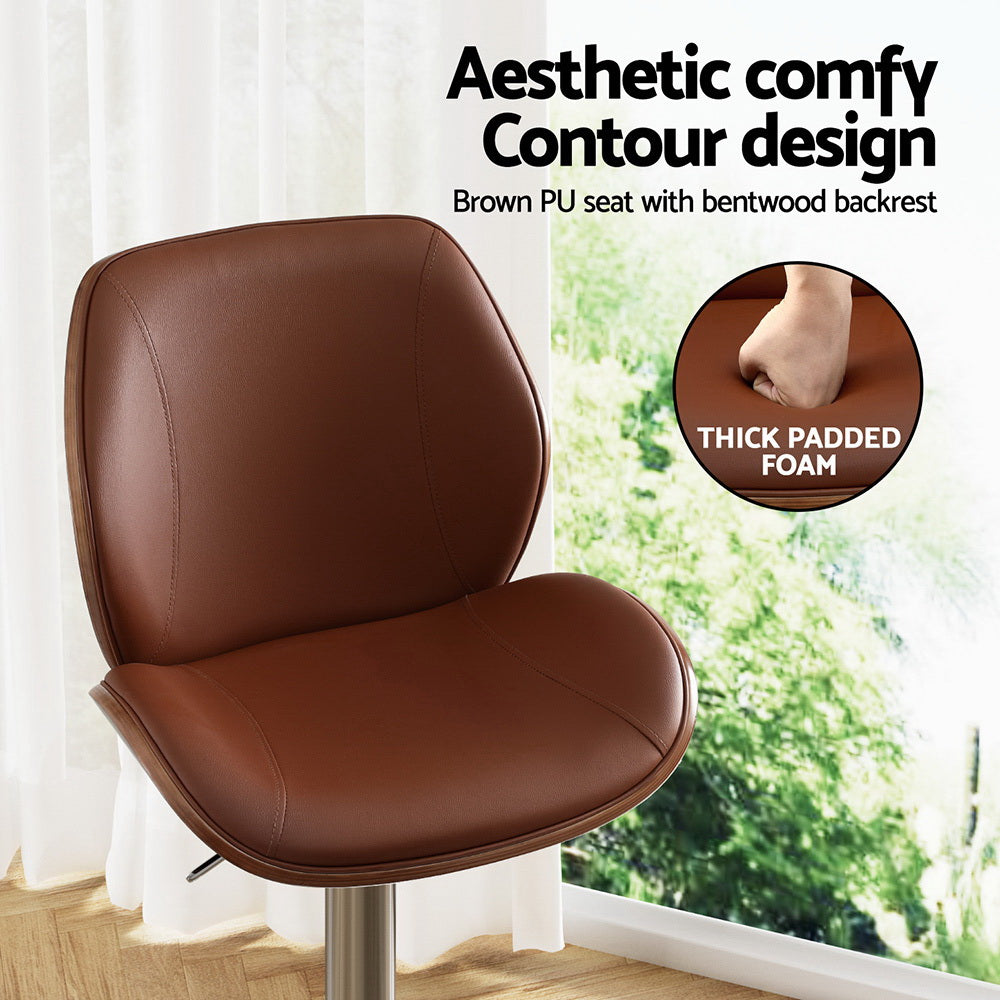 Tobias PU Leather Counter Stool - Brown (Set of 2)