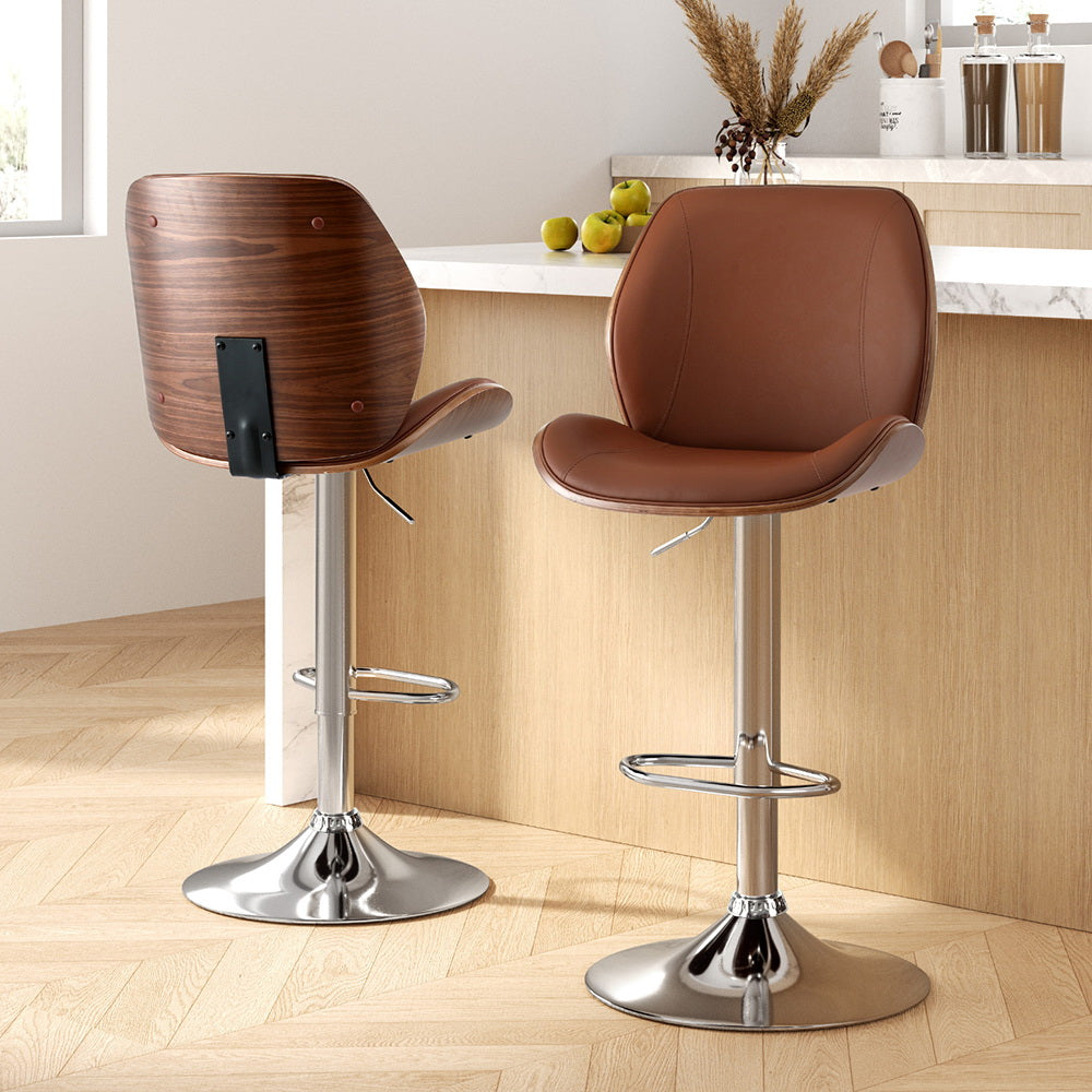 Tobias PU Leather Counter Stool - Brown (Set of 2)