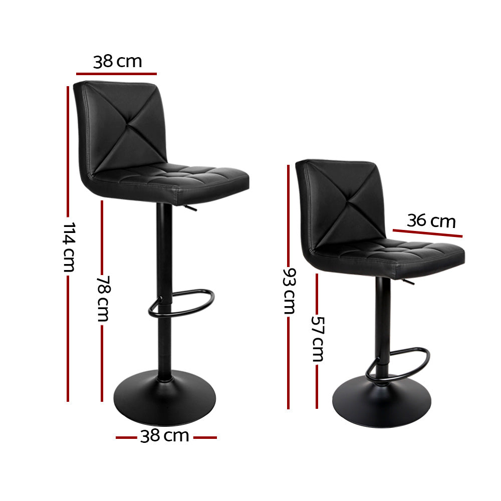 Matilda PU Leather Counter Stool - Black (Set of 2)