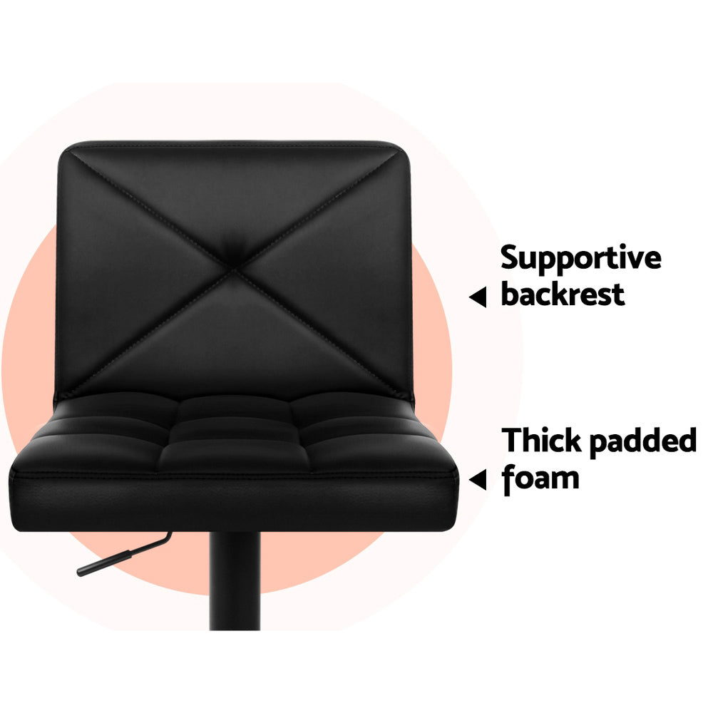 Matilda PU Leather Counter Stool - Black (Set of 2)