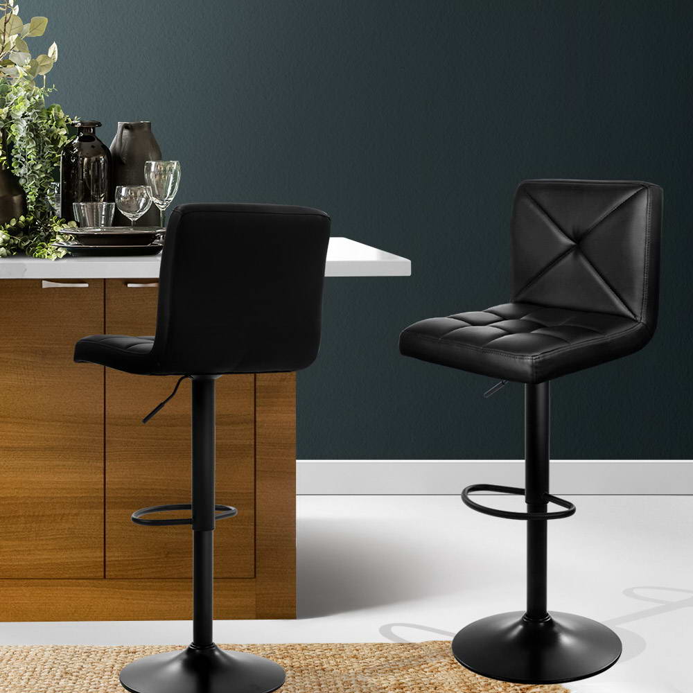 Matilda PU Leather Counter Stool - Black (Set of 2)