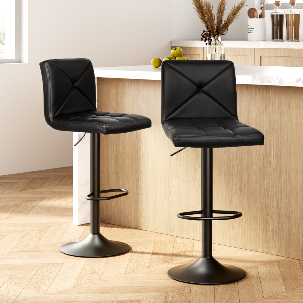 Matilda PU Leather Counter Stool - Black (Set of 2)