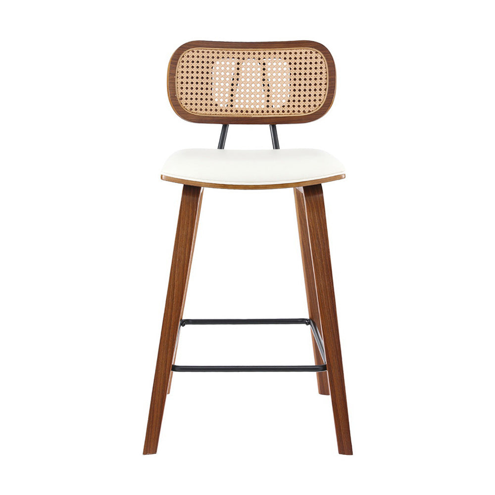 Grace PU Leather & Rattan Counter Stool - Beige (Set of 2)